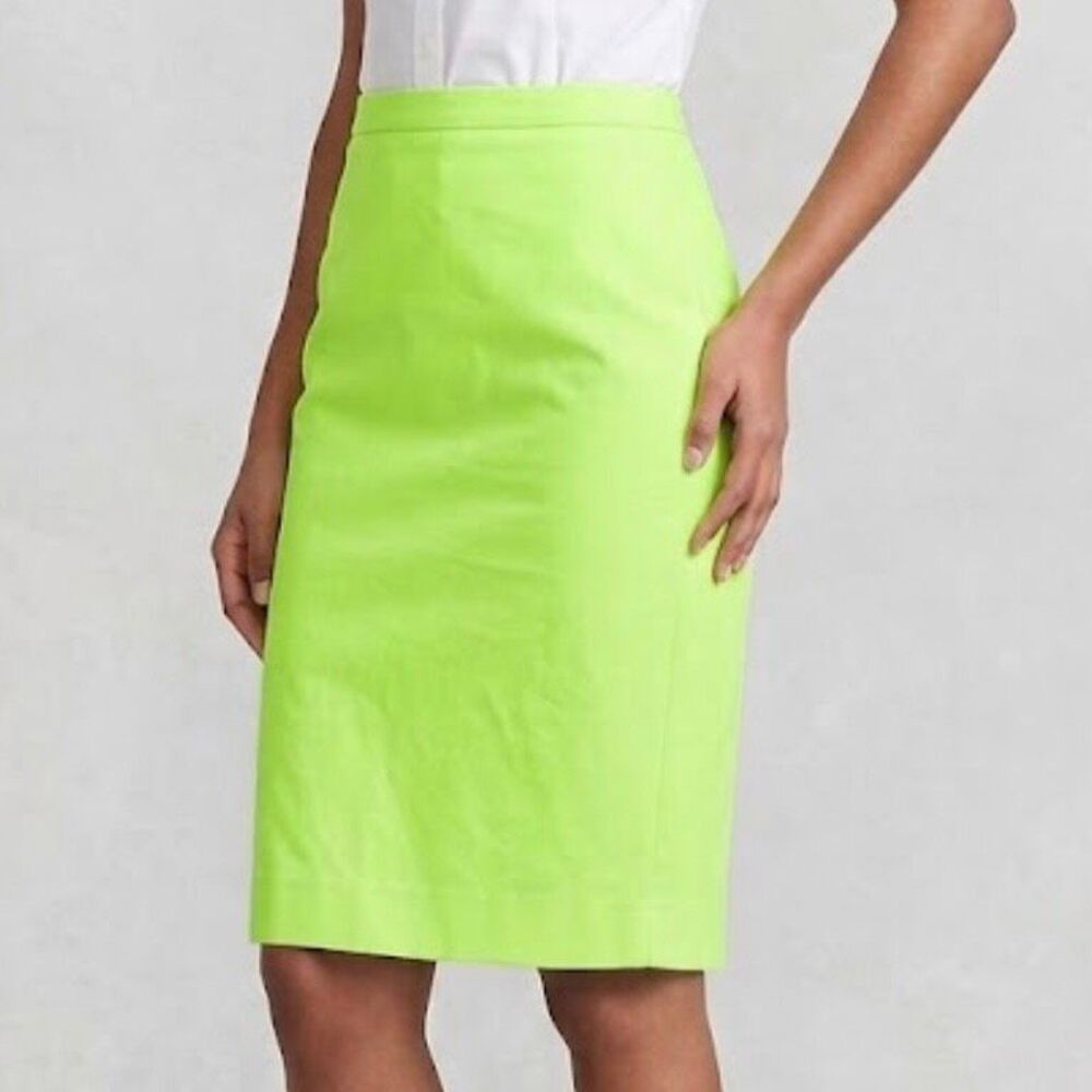 J crew neon lime yellow green statement piece pop of color pencil skirt size 4